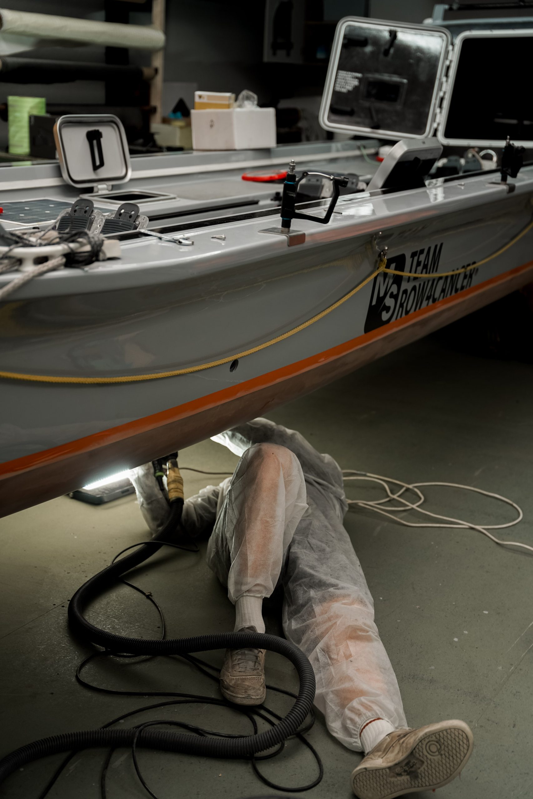 Ocean rowing boat painting carbon hull